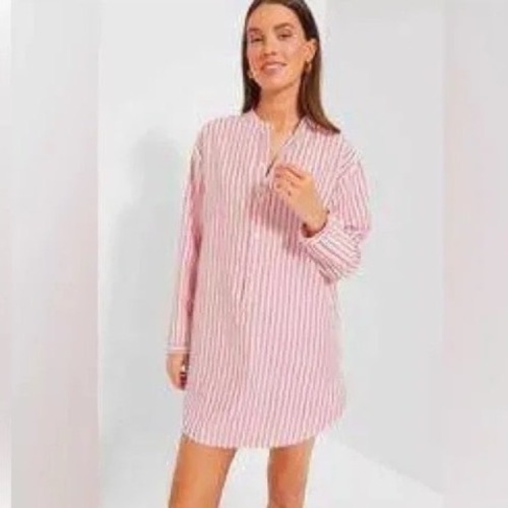Tuckernuck Strawberry Stripe Shirt Dress Red White Medium NWT - Picture 2 of 6